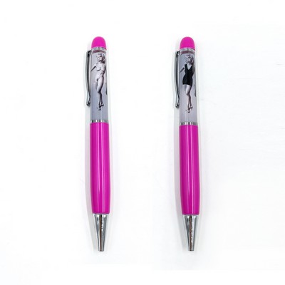 Metal Liquid Floating Pen Getting Clothes Lady Ball Pen