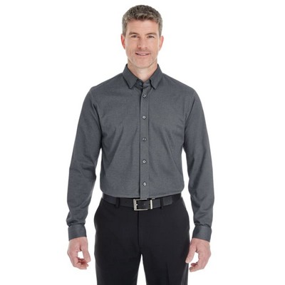 Devon & Jones Men's Central Cotton Blend Mélange Button-Down