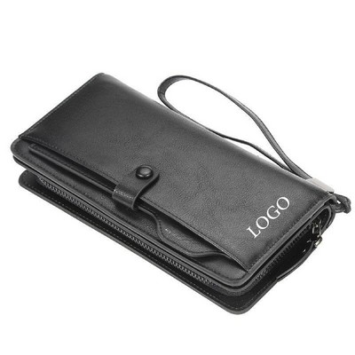 Men Leather Clutch Wallet with Multiple Compartments