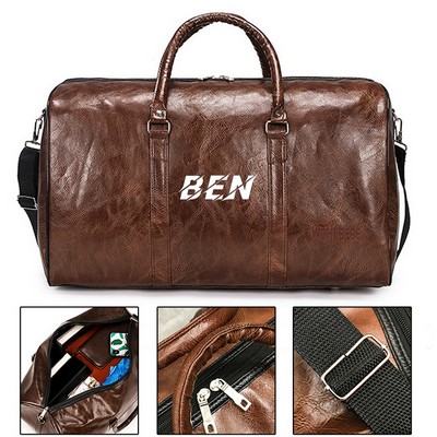 Pu Leather Sport Gym Duffle Travel Bag