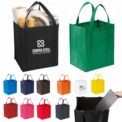 Reusable Non Woven Shopping Grocery Bags Heavy Duty with Reinforced Handle and Hard Bottom