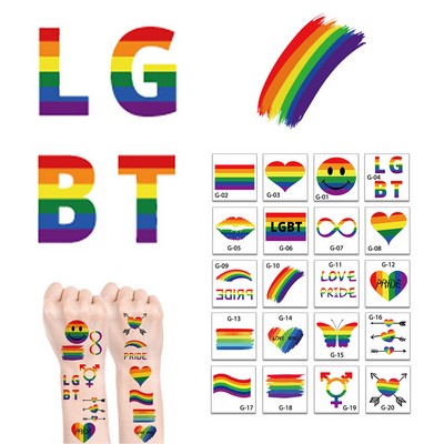 2.4'' x 2.1'' Rainbow Temporary Tattoos Sticker