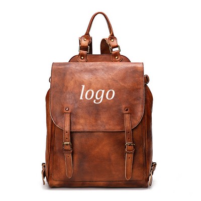 Buffalo Leather Travel Laptop Backpack