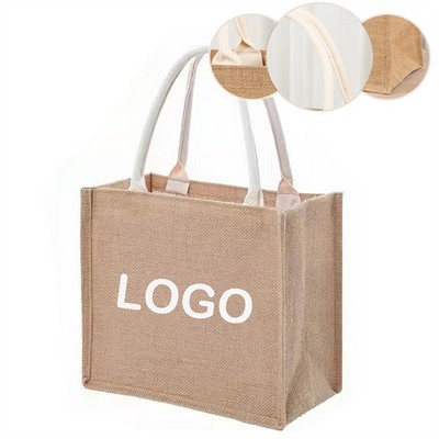 Handle Jute Tote Bag Handbag for Women