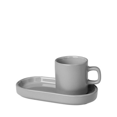 blomus Pilar Pewter Espresso Cups w/Tray (Set Of 2)