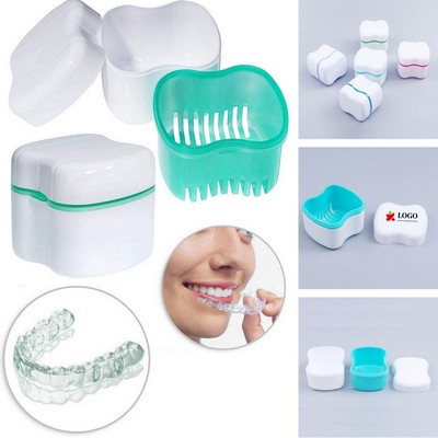 Denture Bath Case With Basket Retainer Soaking Box