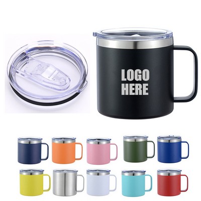 14oz Double Wall Stainless Steel Vacuum Coffee Mug With Lid