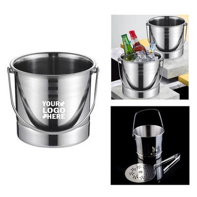 Stainless Steel Ice Bucket With Tong And Strainer