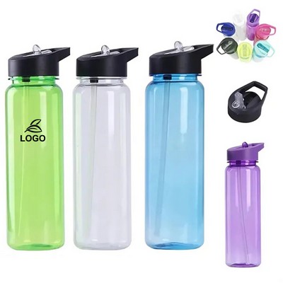 24 Oz. Clear Water Bottles w/Straw