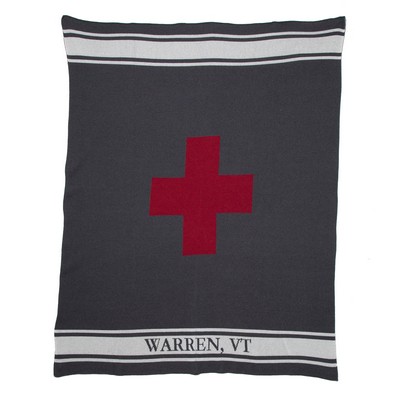 Personalized Swiss Cross with Stripe Throw Blanket