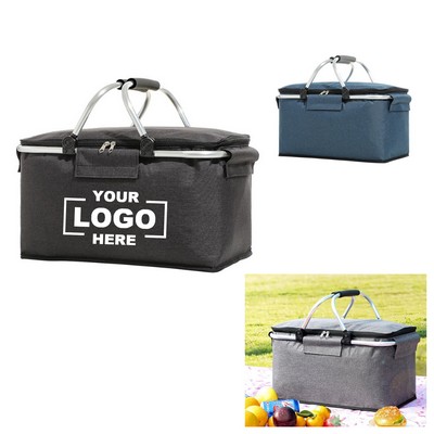 Foldable Insulated Picnic Basket Cooler