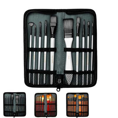 10-Piece Paint Brush Set with Portable Case