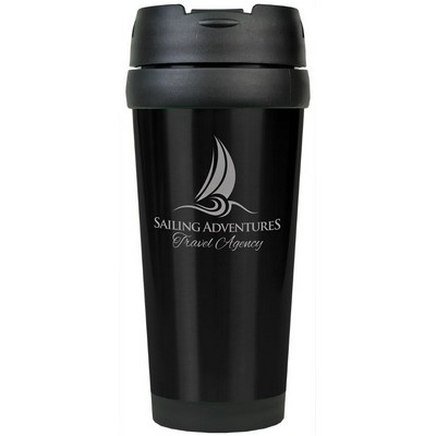 16 oz. Black Laserable Stainless Steel Travel Mug without Handle