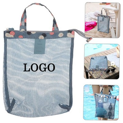 Small Mesh Beach Tote with zipper