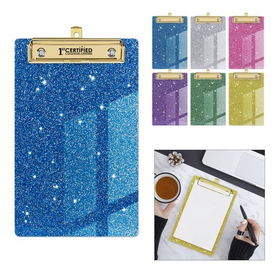 Acrylic Glitter Clipboard with Profile Gold Clip