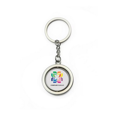 Rotatable Metal Round Keytag with Full Color Domed Logo