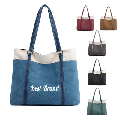 Large Capacity Vintage Canvas Tote Bag