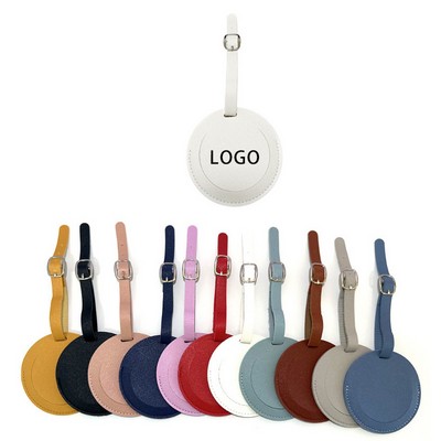 Round Label Leather Luggage Tag