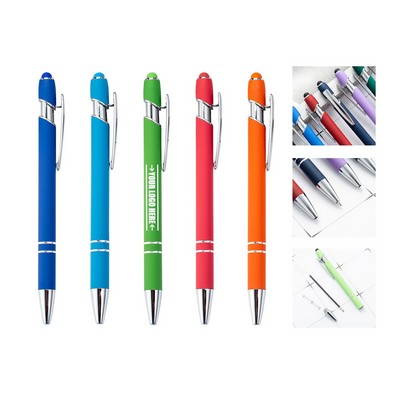 Stylish Rainbow Soft Touch Pen with Stylus & Black Ink