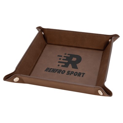 6" x 6" Snap Up Tray, Dark Brown Laserable Leatherette