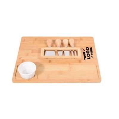 Bamboo Cheese Board With Cutlery Set