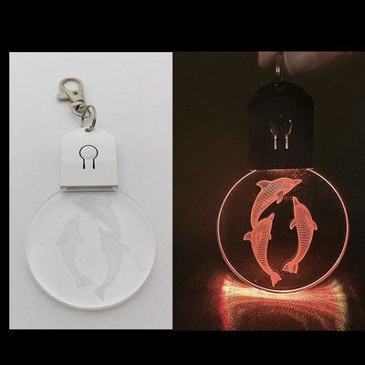 Custom Round Shape Acrylic Lighted LED Keychain