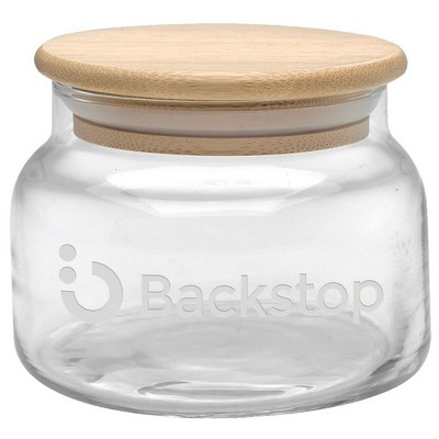 8 oz. Apothecary Jar with Bamboo Lid - Etched