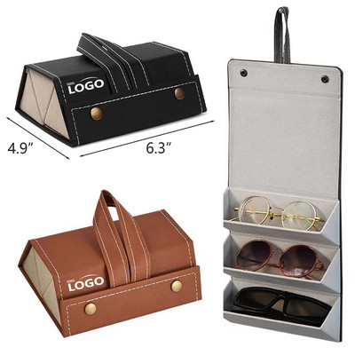 Travel Sunglass Organizer Leather Glasses Case Storage