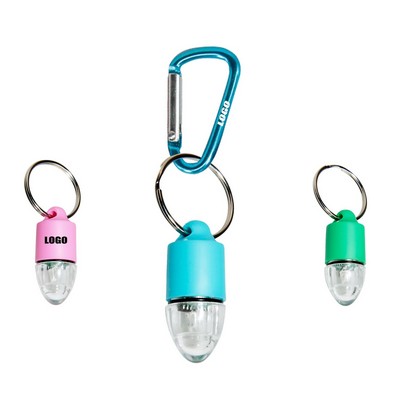 Bullet Shaped LED Safety Light for Pets Push Button Activation with Carabiner