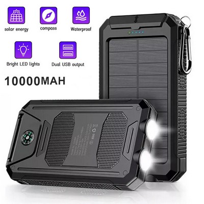 Outdoor Solar Charger 10000mAh Power Bank with Flashlight