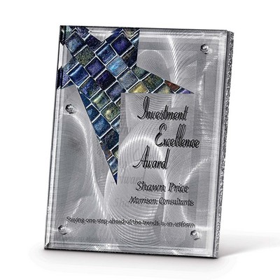 Celeb - Brushed Metal and Art Glass Plaque