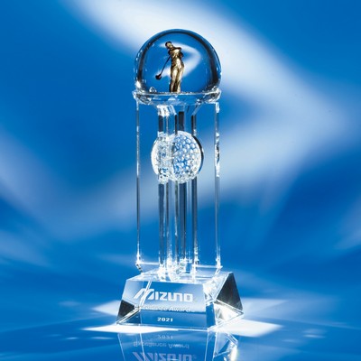 Top Of The World Crystal Golf Award 10"H