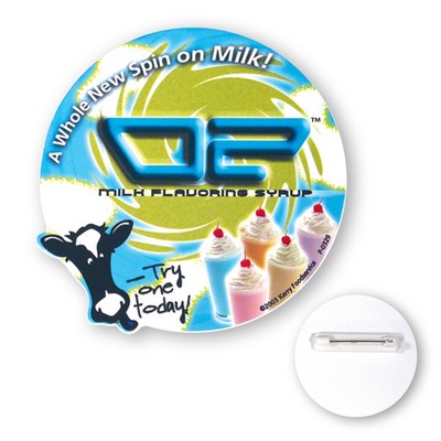 12 - 12.9 Sq. In. Custom Shape Plastic Full Color Button Badge