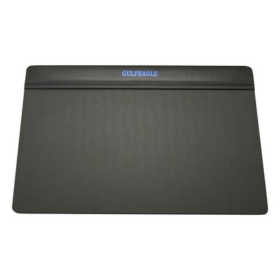 Classic Black Leather Top-Rail Desk Pad (34"x20")