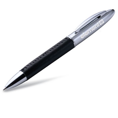 Twist Action Ballpoint Pen with Black Leather Barrel