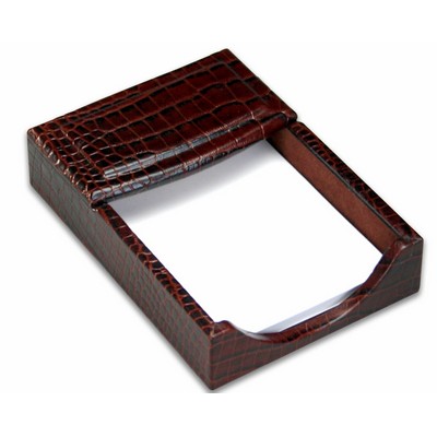 Crocodile Embossed Brown Leather Memo Holder (4"x6")