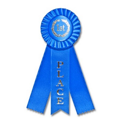 3-1/2" Stock Rosettes W/1-5/8" x 7" Ribbon - 1ST PLACE