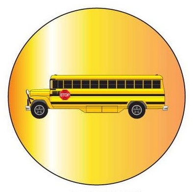 School Bus Round Metal Photo Magnet (2 1/2")