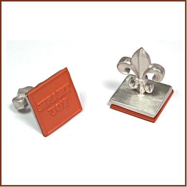 1" Rubber Stamp W/Fleur De Lis Top (Pewter)