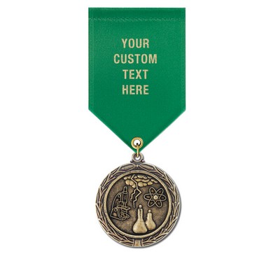 1 1/2" Science Cast MX Medal w/ Satin Drape Ribbon