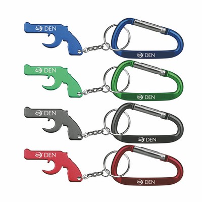 Gun Shape Bottle Opener w/Key Chain & 7 Cm Carabiner