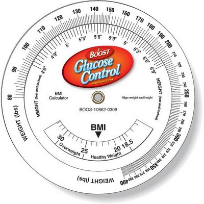 .020 White Plastic Body Mass Index Wheel Calculator (4.25" dia.) Full Color