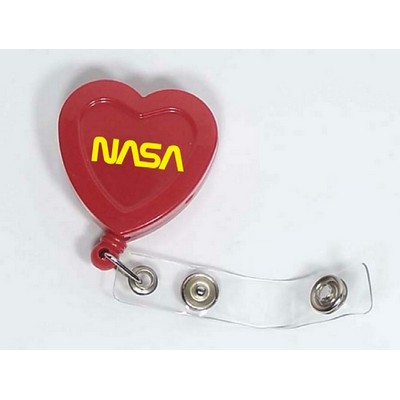 Heart Retractable Badge Reel w/Metal Clip