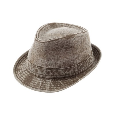 Pigment Dyed Canvas Washed Fedora Hat w/ Distressed Look