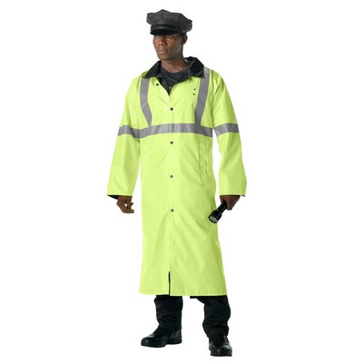 Deluxe Reversible Black/ Safety Green Reflective Rain Parka (S to XL)