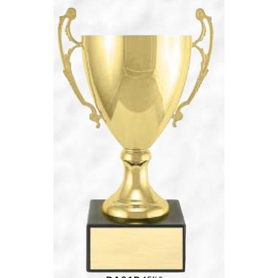 15 1/2" Grand Series Metal Trophy Cup on Black Genuine Marble Base