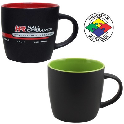 12 Oz. Black/Lime Green Euro Cafe Mug - Dishwasher Resistant - Precision Spot Color