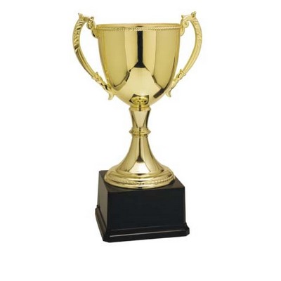 8¾" Gold Plated Aluminum Cup Trophy w/Plastic Base & Handles