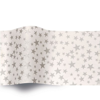 Precious Metals Silver Stars on White Stock Design Tissue Paper (A)