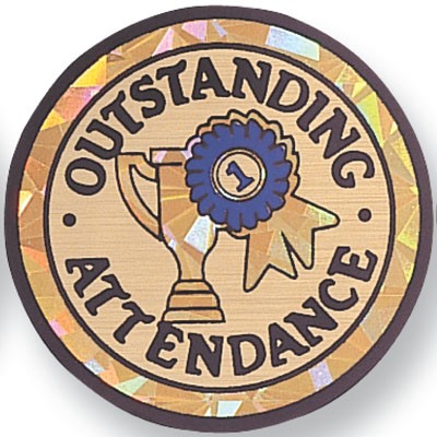 2" Outstanding Attendance Mylar Medallion Insert Disc